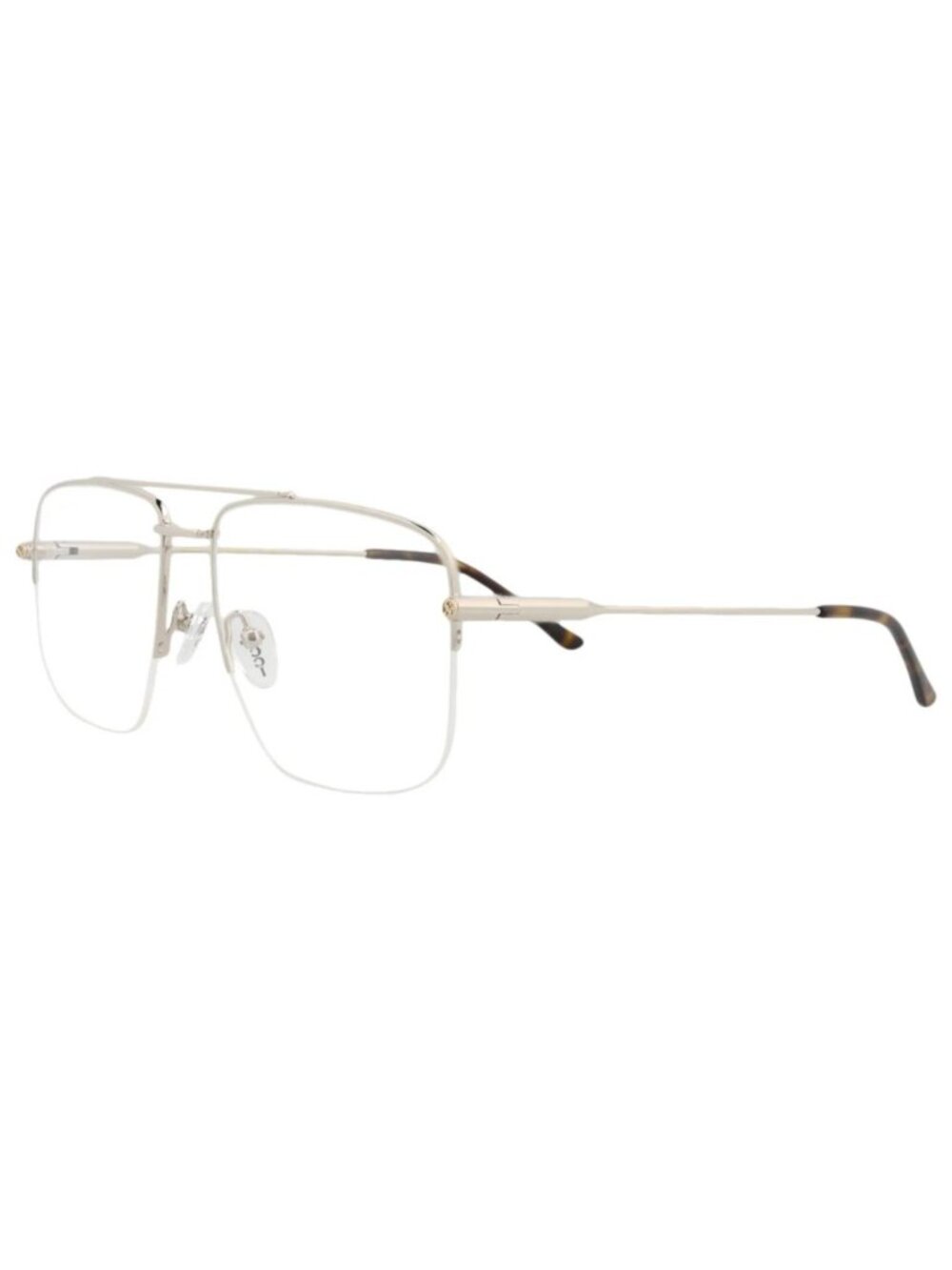New Gucci Women's Eyeglasses Aviator Metal Frame Silver Silver Transparent